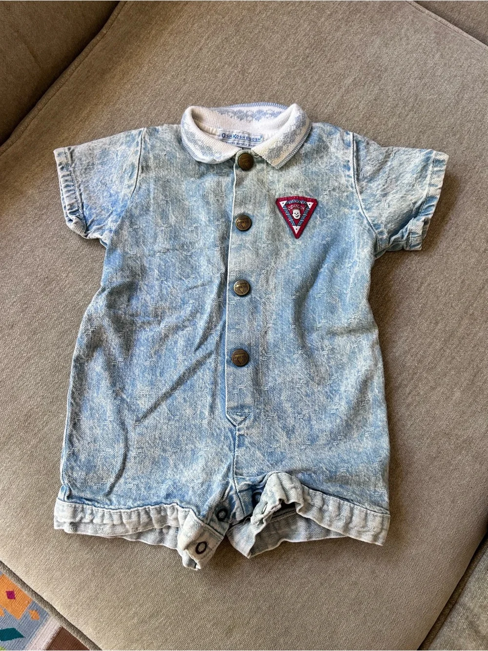 vintage OshKosh B’gosh infant acid-wash denim romper 6-9m